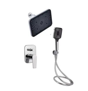 Душевая система скрытого монтажа Qtap Stenava 5 в 1 латунная, цвет хром/черный (QTST6245102DC47547)