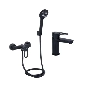 Комплект смесителей 2 в 1 Lidz Latwa черный для раковины и душа (LDLAT001BLA4541847697)