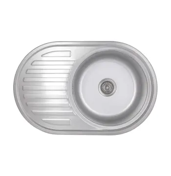 Кухонная мойка Brinex 7750 врезная из нержавеющей стали satin с крылом 0, 8 мм (BRIN7750SAT08)