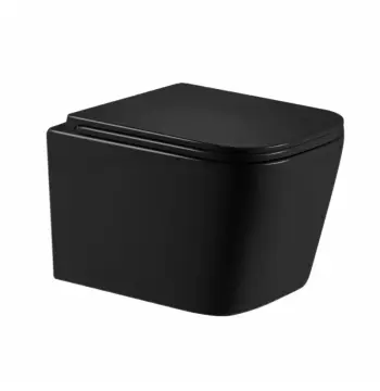 Унитаз подвесной безободковый Qtap Crow Ultra Quiet черный матовый с дюропластовым сиденьем Slim Soft-close и Quick Release (QT05335171MB)