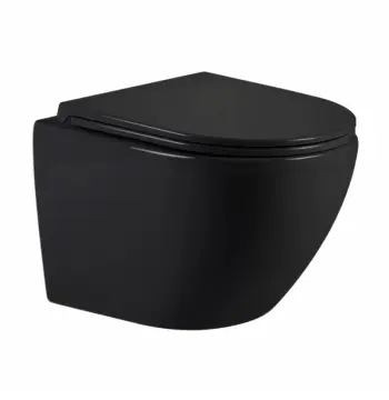 Унитаз подвесной безободковый Qtap Jay Ultra Quiet черный матовый с тонким дюропластовым сиденьем Soft-close и Quick Release (QT07335177MB)