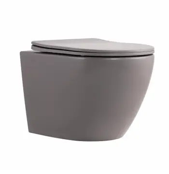 Унитаз подвесной Qtap Robin Ultra Quiet каменно-серый безободковый с сиденьем slim duroplast Soft-close / Quick Release (QT13332381АSSG)
