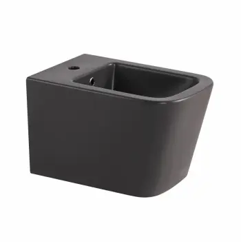 Биде подвесное Qtap QT17551303GAN Tern керамическое матовое антрацитовое с отверстием для смесителя (QT17551303GAN)