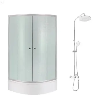 Набор 2 в 1 Lidz LLSC9090SATMIDFR2SETДушева Latwa LLSC9090SATMIDFR2SET48316 сатиновый с матовым стеклом, с душевой системой на 3 потребителя (LLSC9090SATMIDFR2SET48316)