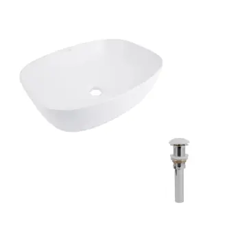 Комплект Qtap Cardinal: Раковина накладная 500×380×140 мм, White, овальная + Донный клапан Pop-up PU02