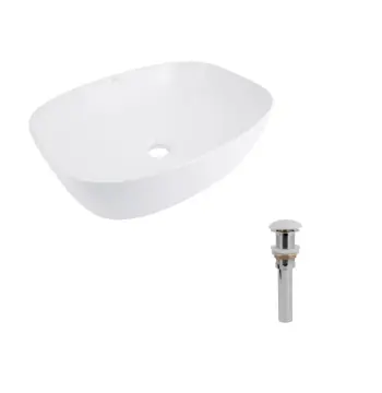 Комплект Qtap Cardinal: Раковина накладная 600x380x140 мм, White, овальная + Донный клапан Pop-up PU02