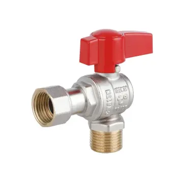 Кран шаровый Thermo Alliance Standart латунный никелированный угловой с накидной гайкой 1/2" ВН PN40 (TAS224W15)