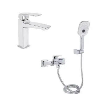 Набор смесителей 2 в 1 Qtap Tern латунный хромированный для раковины и ванны (SD00054881)
