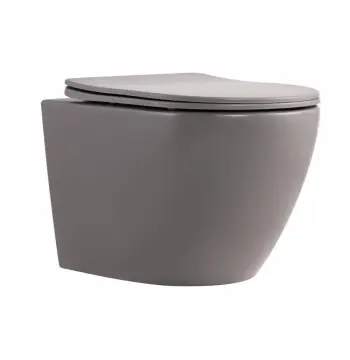 Унитаз подвесной Qtap Robin Ultra Quiet каменно-серый безободковый с сиденьем Slim Duroplast Soft-close / Quick Release (QTROB26SG48996)