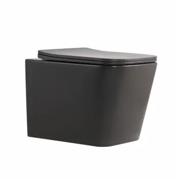 Унитаз подвесной Qtap Tern Ultra Quiet антрацитовый безободковый с дюропластовым сиденьем Slim Soft-close / Quick Release (QTTER26AN48999)