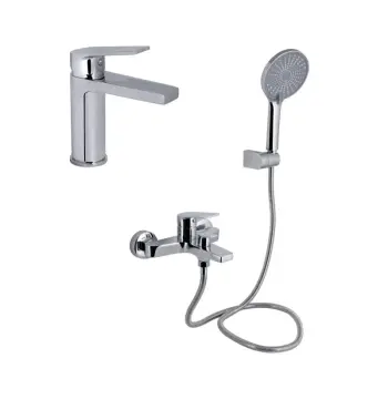 Набор смесителей Qtap Stenava New латунный хромированный для раковины и ванны (QTSTE270CRM4553549088)