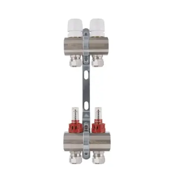 Коллектор Thermo Alliance Standart TAS235W2E латунный на 2 выхода 1" с расходомерами и евроконусами (TAS235W2E)