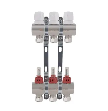 Коллектор для теплого пола Thermo Alliance Standart TAS235W3E латунный с расходомерами и евроконусами 1" на 3 выхода (TAS235W3E)