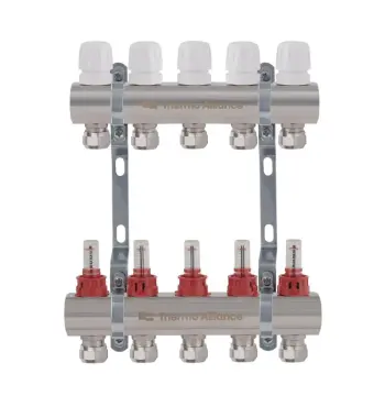 Коллектор Thermo Alliance Standart TAS235W5E латунный с расходомерами и евроконусами на 5 выходов 1 (TAS235W5E)