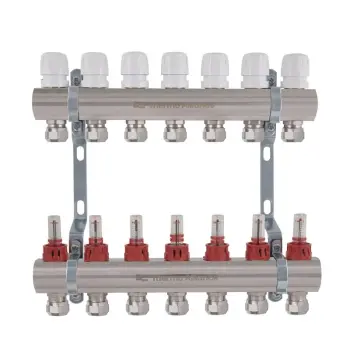 Коллектор для теплого пола Thermo Alliance Standart TAS235W7E латунный с расходомерами и евроконусами на 7 выходов 1 (TAS235W7E)