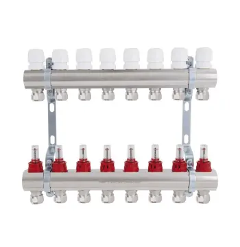 Коллектор для теплого пола Thermo Alliance Standart TAS235W8E латунный с расходомерами и евроконусами на 8 выходов 1 (TAS235W8E)