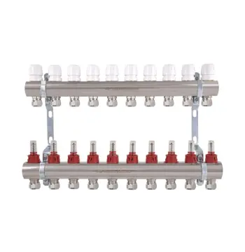 Коллектор Thermo Alliance Standart TAS235W10E латунный 1" на 10 выходов с расходомерами и евроконусами (TAS235W10E)