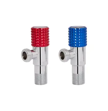 Комплект угловых кранов (круг, красный+синий) Thermo Alliance Standart 1/2"НН, нерж, хром, керам. букса TAS350W1515RB