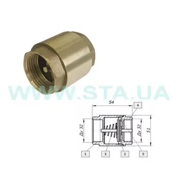 Зворотний клапан із лат. шток 1 1/4" STA