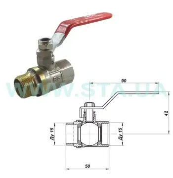 Кран кульовий STA 1/2" ВЗ (червона ручка) НІК.