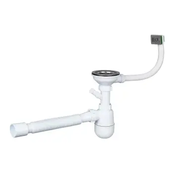 Сифон 1/240 для мойки гофрированный SOLOPLAST К1150 Еліт 3 1/2x40 из нержавеющей стали с отводом для стиральной машины (1003942)