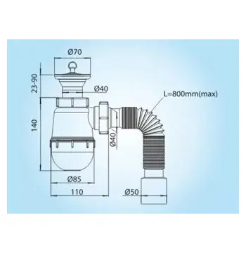 Сифон 1/240 SOLOPLAST К1310 из нержавеющей стали для кухни 1 1/2"x40 (1003943)