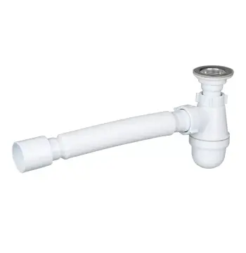 Сифон 1/232 для мойки гофрированный SOLOPLAST У0111 1 1/2*32 из нержавеющей стали с отводом 40/50 мм (1003953)