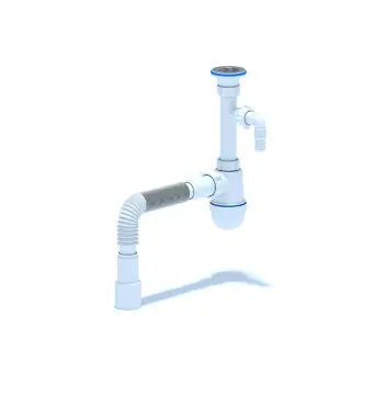 Сифон для мийки ANI-plast C1315, 1 1/4" х 40 з відведенням для пральної машини, з гнучкою трубою 40 x 40/50