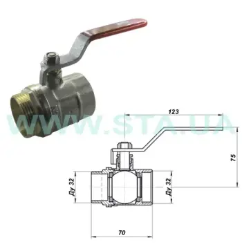 Кран кульовий STA 1 1/4" ВЗ (червона ручка) НІК.
