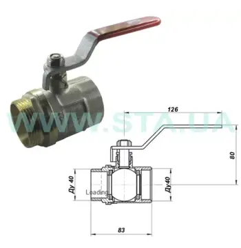 Кран кульовий STA 1 1/2" ВЗ (червона ручка) НІК.