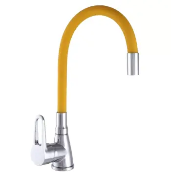 Змішувач для кухні WEZER SOP4-R045-YELLOW з гнучким виливом, жовтий