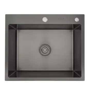 Кухонна мийка GAPPO GS6050-6 накладна 600x500 мм, нержавіюча сталь, поверхня PVD