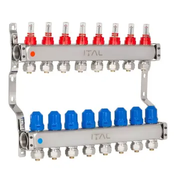 Колекторний блок із витратомірами ITAL HC1-08 x 3/4"Ek, нержавіюча сталь
