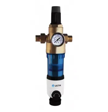 Фільтр із редуктором тиску USTM AQWELL WF34 універсальне з'єднання 3/4"-1"