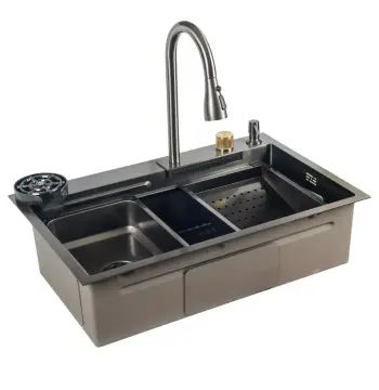 ID 7246-2BCW PROFI 720x460x215мм,сифон. дозат. 2 кош, дошк, зміш. омив. склян. PVD DECOR Black