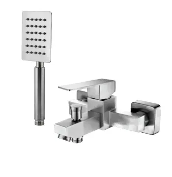 Змішувач для ванни WEZER PRO3С-02 одноважільний з коротким неповоротним виливом нержавіюча сталь сатин Ø35