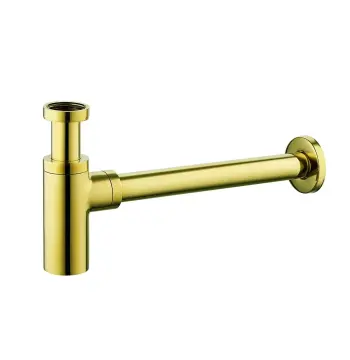Сифон для раковины FRAP F82-3 1 1/4" с выходом в стену крепление гайкой золотой
