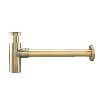 Сифон для раковины FRAP F82-4 1 1/4" с выходом в стену крепление гайкой бронзовый