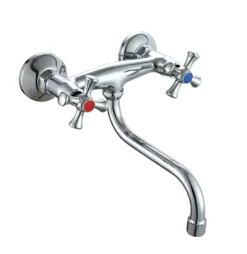 Змішувач для кухні WEZER VRL1210-12 двовентельний з круглим поворотним виливом настінний хромований