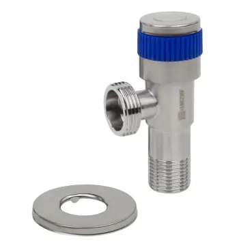 Кран приладовий WEZER SOL22B-20 1/2"x3/4" нержавіюча сталь з синьою ручкою