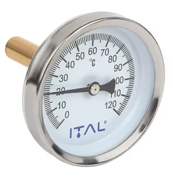 Термометр Ø63 фронтальний 1/2" 0-120С ITAL + гільза (PM-IT0009)
