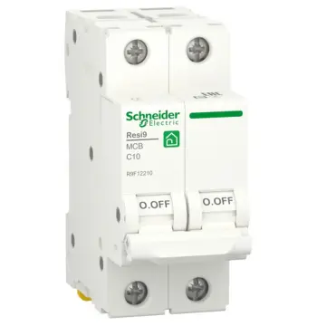 Автоматичний вимикач Schneider RESI9 2 полюса 6А С 6kA R9F12206
