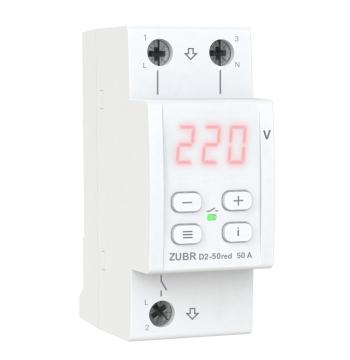 Реле напряжения ZUBR D2-50 red підключ верх/низ,2 Din,червона індикація,термозахист Pro Model