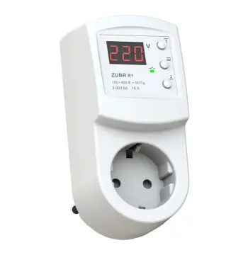 Реле напруги в розетку ZUBR R116y (16А, термозахист, Pro Model, журнал 100 спрацювань)