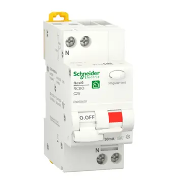 Диференційний автомат 1P+N, 25A, RESI9, C, 30mA, А, 6kA, Schneide (R9D55625)