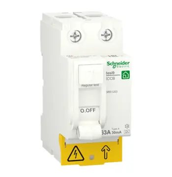 Диференційне реле(ПЗВ) 2P 63А,RESI9, 30mA, 6kA, А, Schneider (R9R61263)