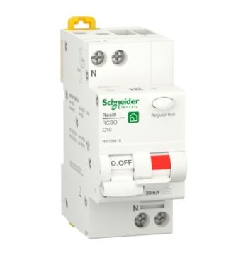 Диференційний автомат 1P+N, 10A, RESI9 C, 30mA, АC, 6kA, Schneider (R9D25610)