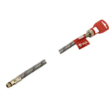 Шланг резиновый (нерж. опл.) Мx10 100см HLV Flex лат короткий