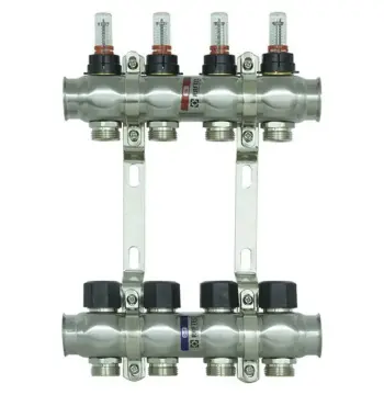 Коллектор с расходомерами Raftec STEEL 1"х4