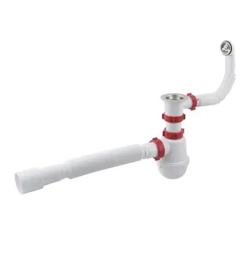 Сифон для миття PLM 1 1/2"x40 з різьбовим випуском 40x40/50 та гнучким переливом PM 40 SF 20 04